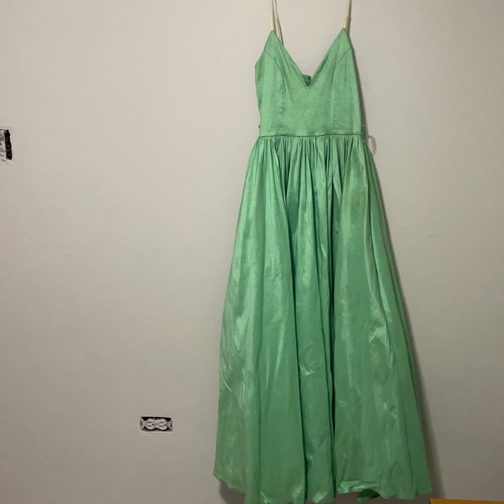 GREEN EVENING DRESS — **DRY CLEANING NEEDED**